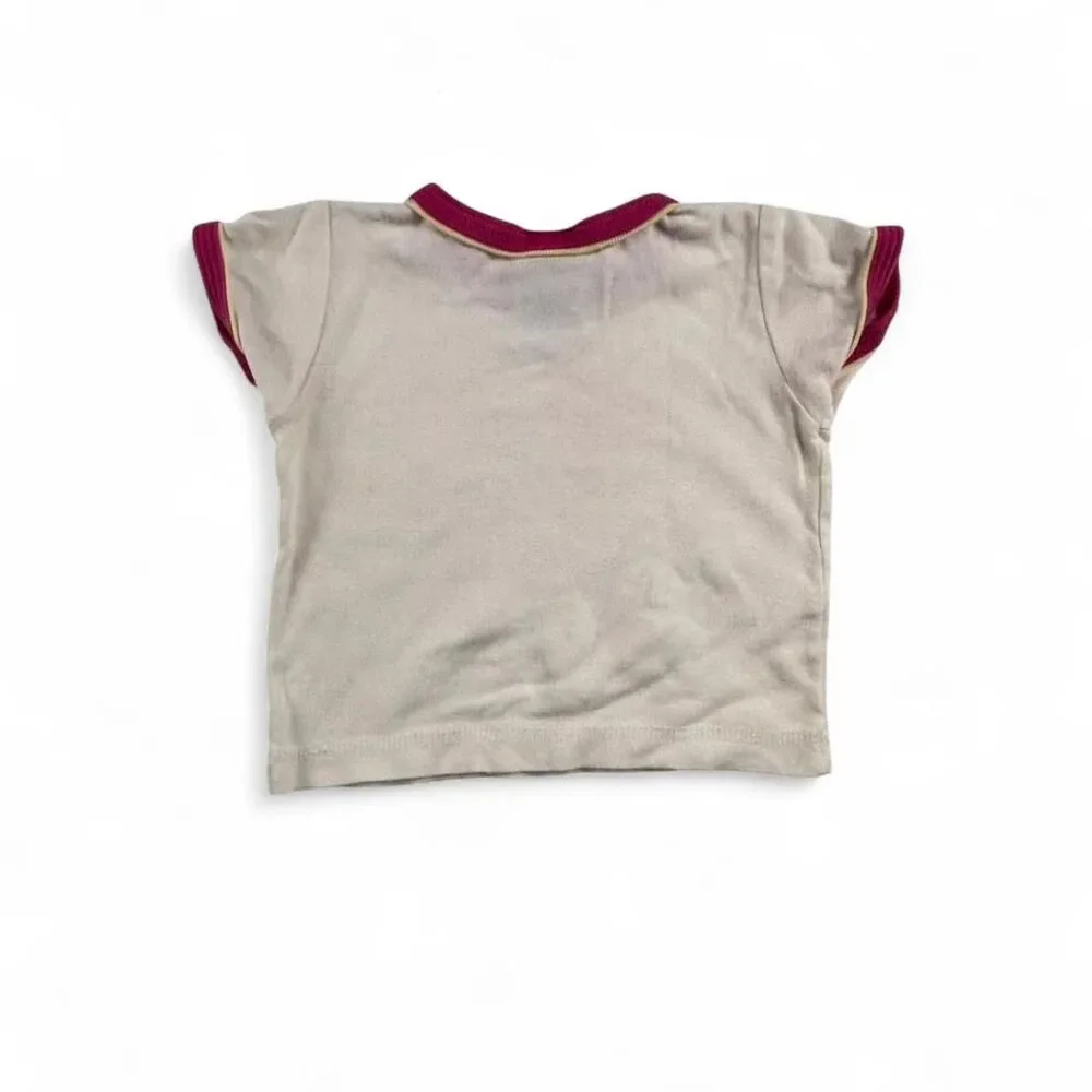 Vintage OshKosh B’gosh Baby Tee 12M Pink Cream Y2K Graphic Shirt Girl